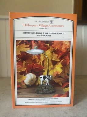 Department 56 Udderly Unbelievable Halloween Village Animated Accessory Cow UFO